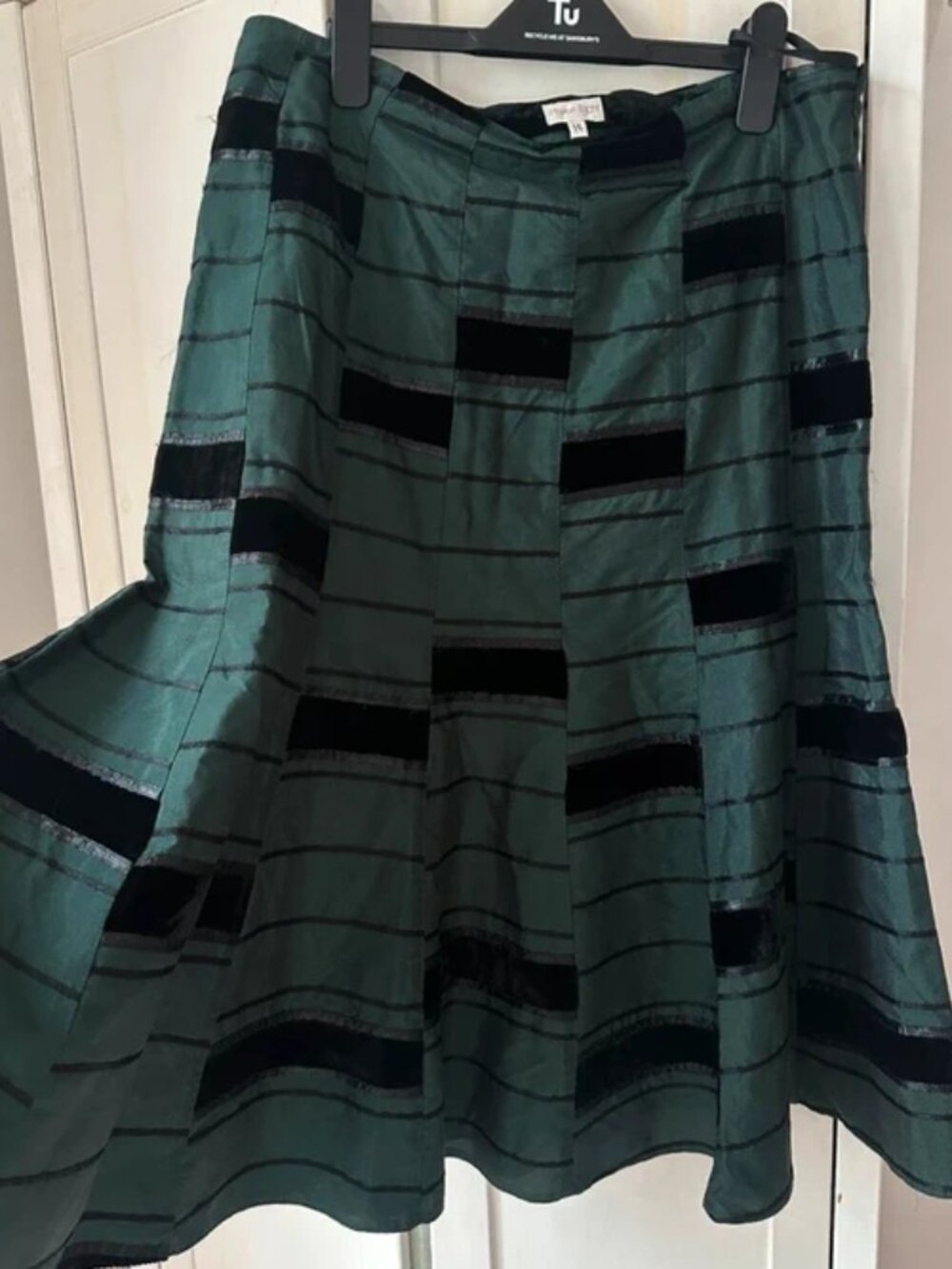 Phase Eight dark green striped skirt